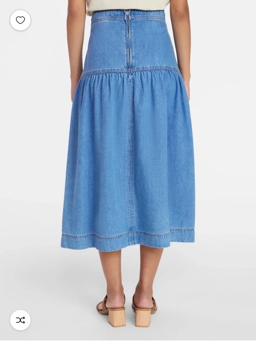 Time and Tru Light Blue Denim Midi High Rise Skirt